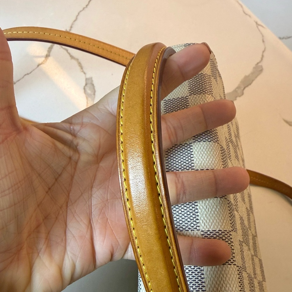Top-Handle Checkerboard Satchel Bag in Beige and Tan - Picture 7 of 13